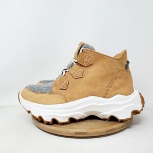 Sorel Kinetic Breakthru Caribou Sneaker Womens 7.5 Leather Chunky Lug Shoes